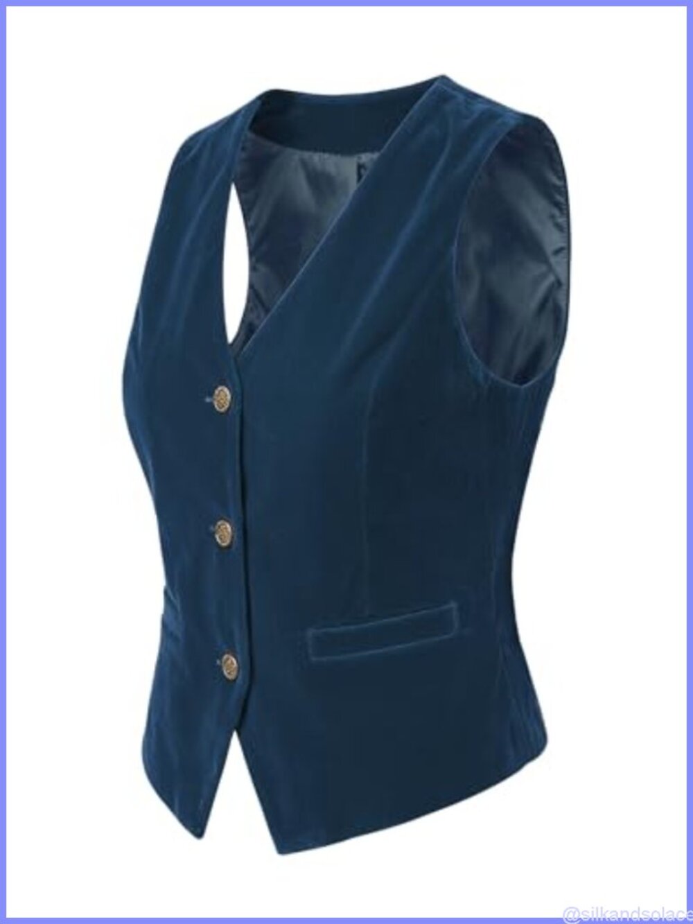 Velvet Waistcoat Vest for Women Button Down V Neck Single Breasted Lined